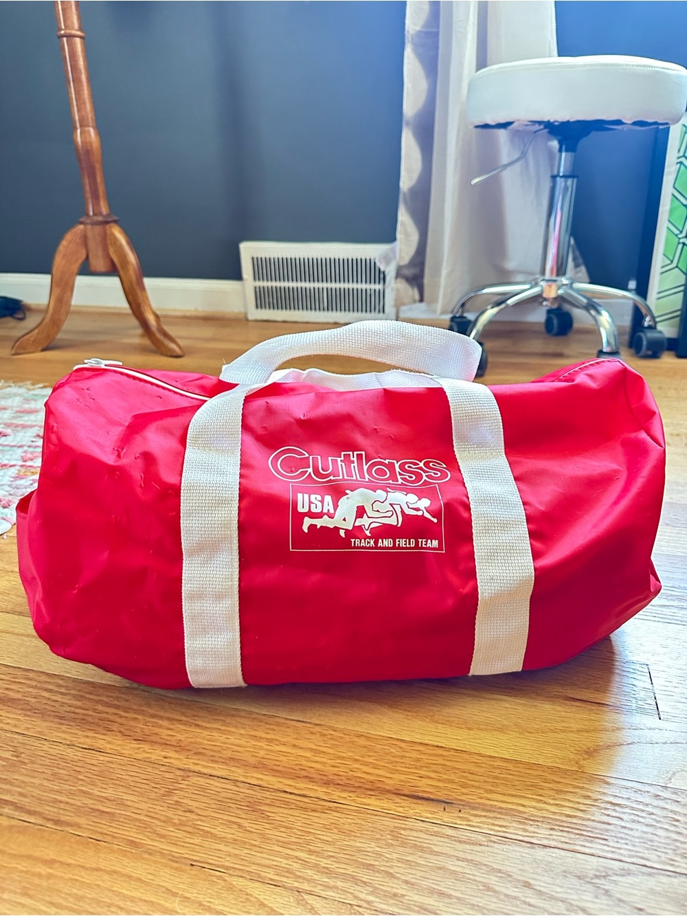 Vintage 90s Oldsmobile Cutlass USA Track Field Red Gym Duffle Bag